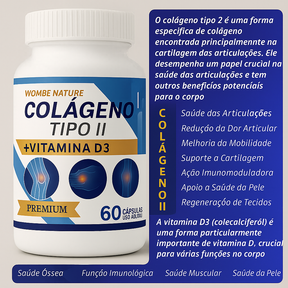 Kit 3 Colágeno tipo 2 - Cálcio, Magnésio, Vitamina D3, Vitamina K2 - 180 Cápsulas