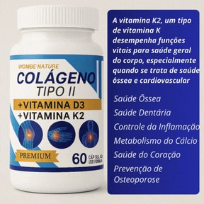 Kit 3 Colágeno tipo 2 - Cálcio, Magnésio, Vitamina D3, Vitamina K2 - 180 Cápsulas