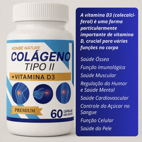 Kit 3 Colágeno tipo 2 - Cálcio, Magnésio, Vitamina D3, Vitamina K2 - 180 Cápsulas