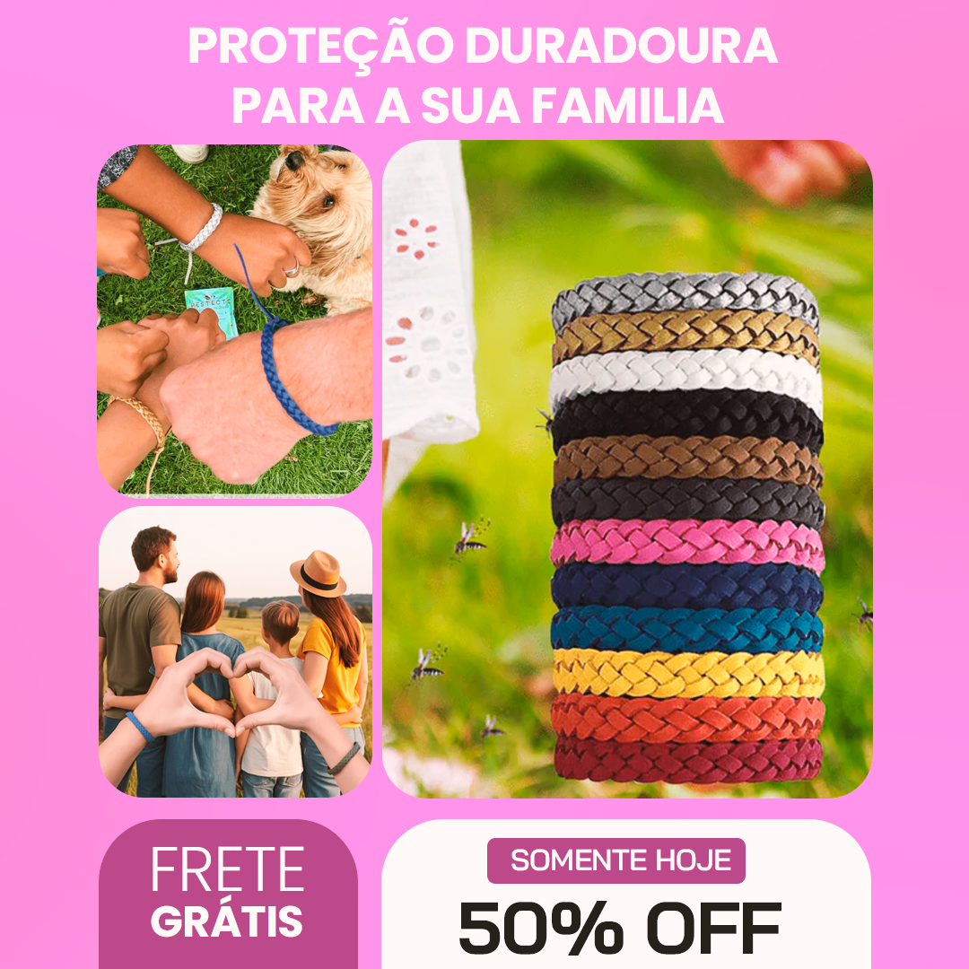 Kit 12 Pulseiras Repelentes - Proteção natural por até 300 horas