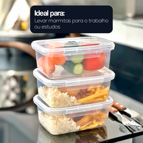Kit 10 Marmitas Potes com Travas Laterais - Micro-ondas e Freezer