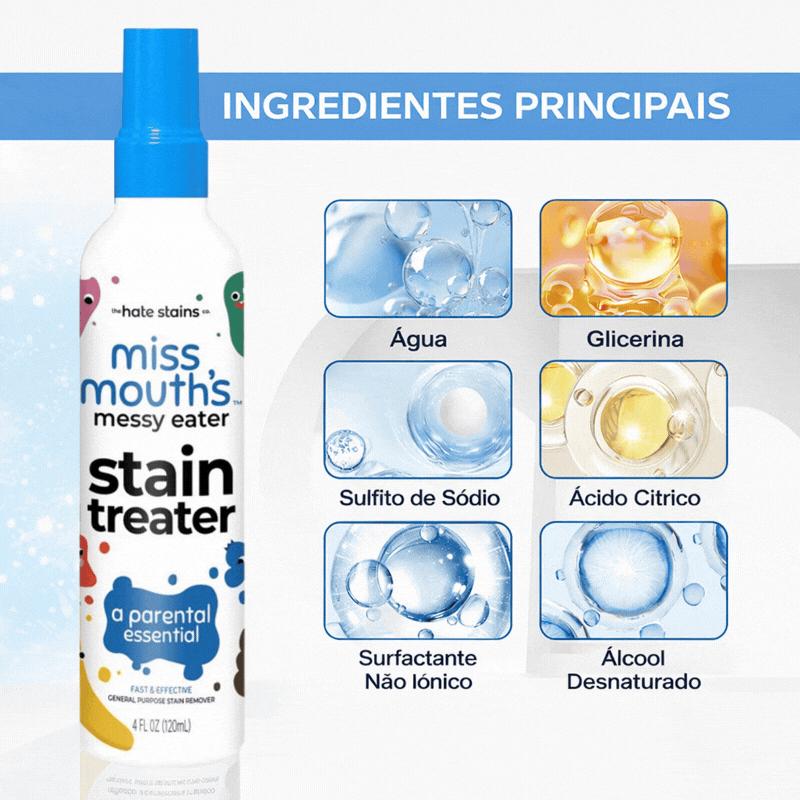 Removedor de Manchas Miss Mouth's - Para Roupas, Móveis, Tapetes e muito mais