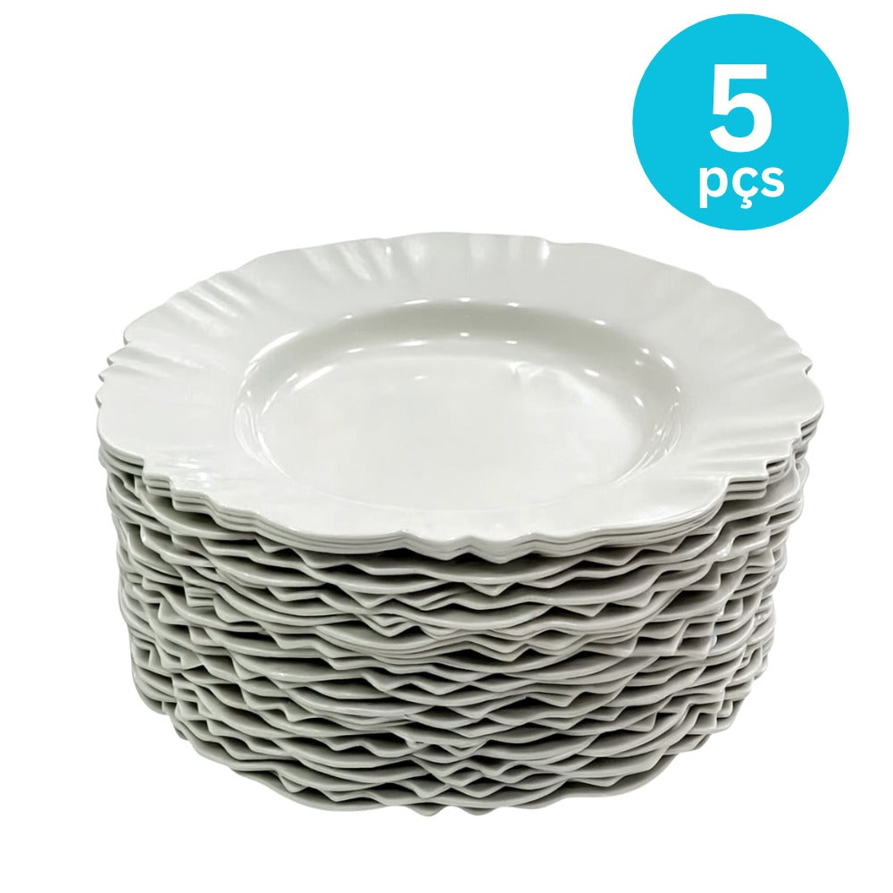 Kit Prato Fundo com Borda Branca