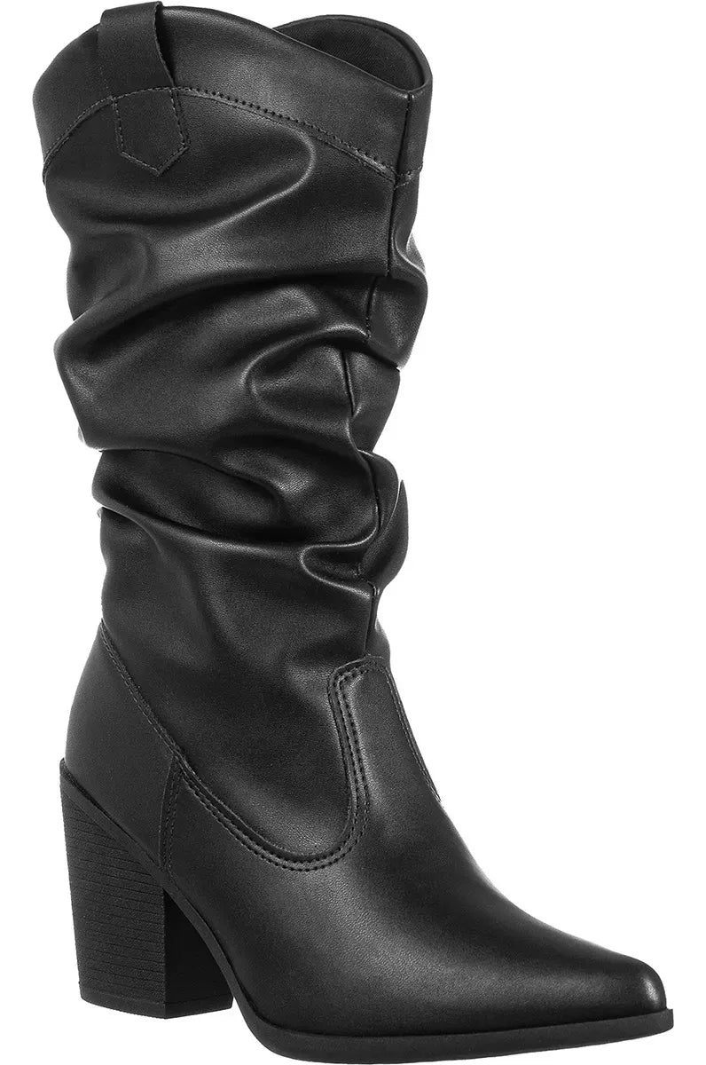 Bota Feminina Bend Slouch médio Salto Alto Conforto